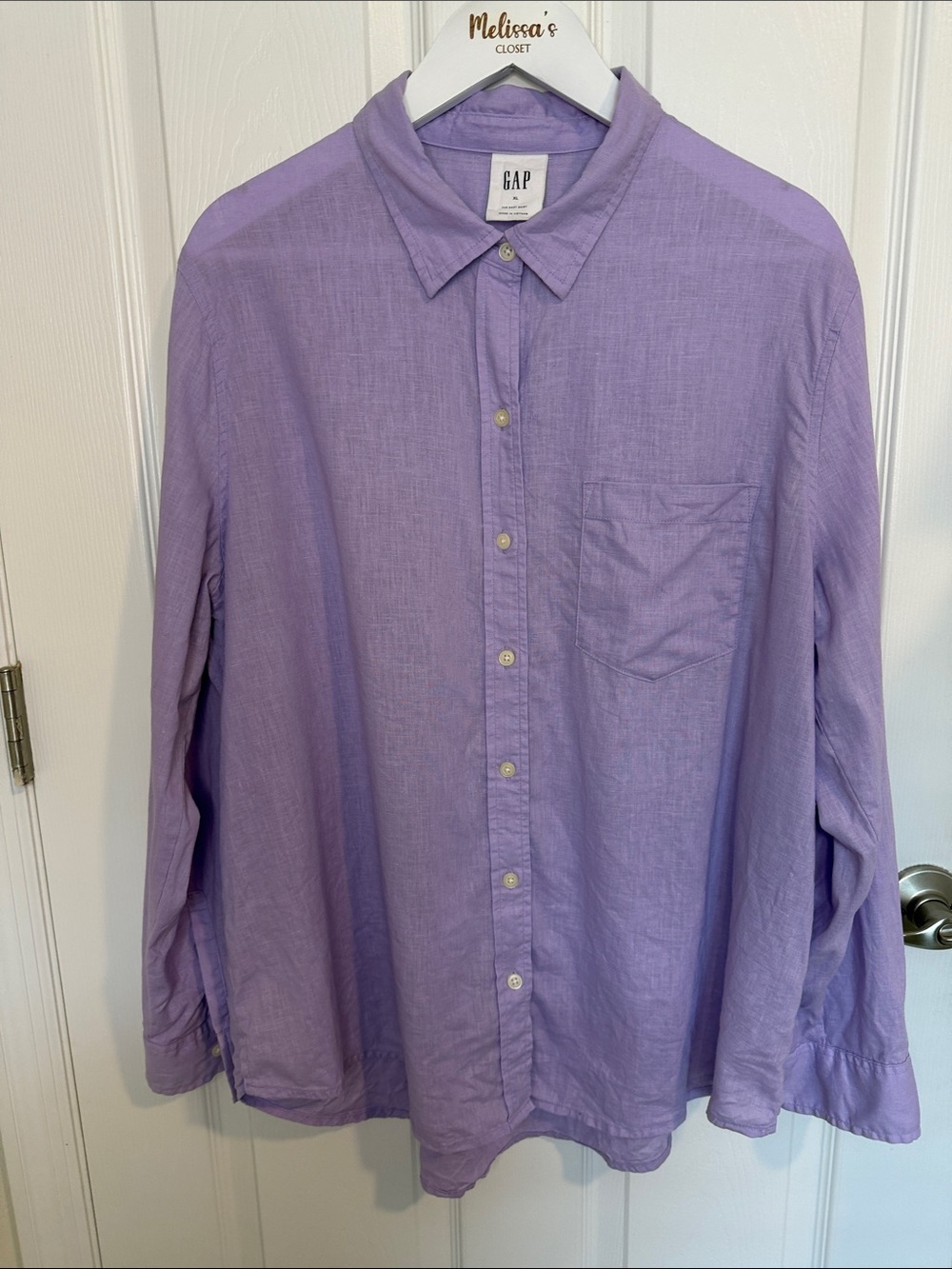Gap Purple Linen /cotton Blend Long Sleeve Button Down Shirt Size XL